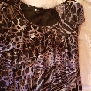 Black,grey,white blouse with ruffles Cross the fro